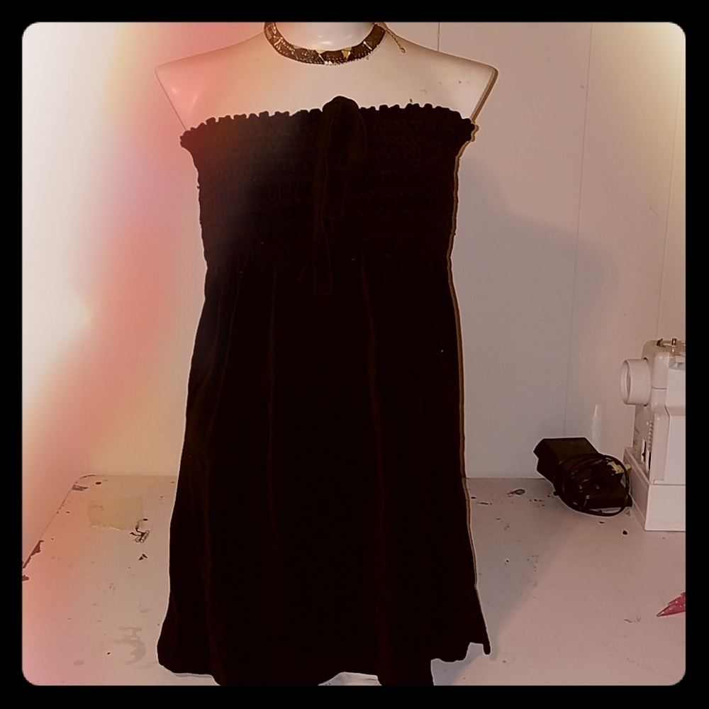Juicy Couture blavk velvet strapless long top M